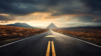 Conceptual image of asphalt road and directionrow
