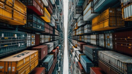 Stacked colorful shipping containers