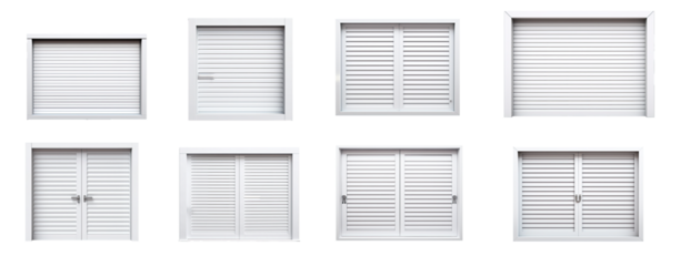 Gray metal shutters or wooden window shatters, Background of horizontal galvanized sheet metal texture. isolated on transparent background . PNG, cutout, or clipping path.	
