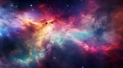 Crédence de cuisine en verre imprimé Aurores boréales Cosmic Nebula  Celestial Nebula with Colorful Gases .
