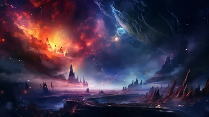 Photo sur Plexiglas Aurores boréales Cosmic Voyage  Interstellar Travel Through Nebulae an