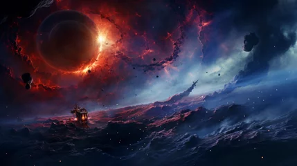 Cercles muraux Aurores boréales Cosmic Voyage  Interstellar Travel Through Nebulae an