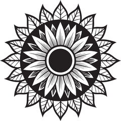 vector logo sunflower in black color silhouette