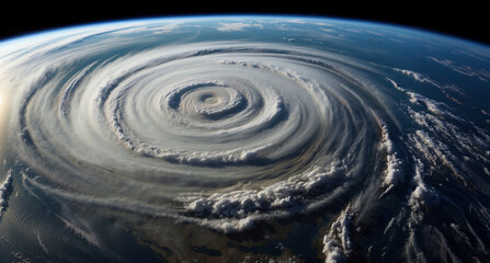 A huge hurricane vortex - cyclone on planet Earth seen from a satellite. - obrazy, fototapety, plakaty