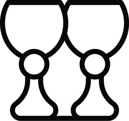 Wine glasses icon outline vector. Kitchen drink glassware. Serving table items