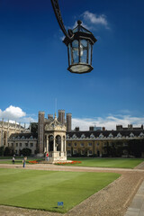Great Court in Trinity College, constituent college of the University of Cambridge, England, UK