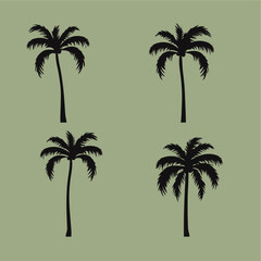 palm tree silhouette set flat...