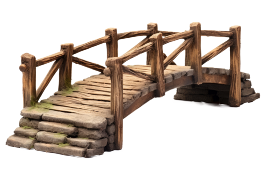 wooden Park foot bridge  . Isolated on a transparent background. PNG cutout or clipping path.	
 - Powered by Adobe