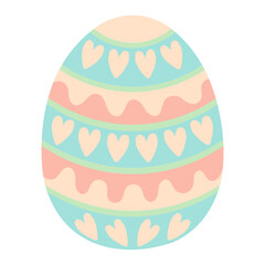 Painted Easter egg illustration. Hand drawn flat style design, isolated vector. Easter holiday clip art, seasonal card, banner, poster, element