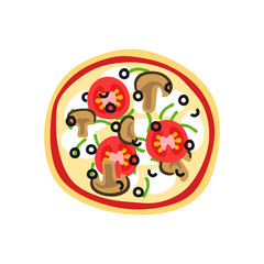 Whole italian pizza graphic illustration