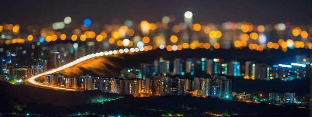 Upward trend in housing marks significant financial gains, complemented by bokeh lights, encapsulating the thriving market of rentals and investments. - obrazy, fototapety, plakaty