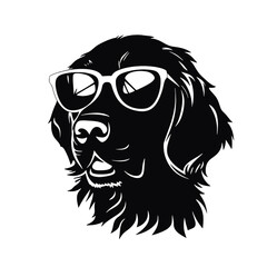 Golden Retriever - Vector black dog silhouette isolated
