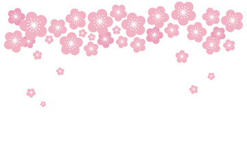 Cherry, apple blossoms, spring flowers horizontal border with copy space on transparent. Flat style design, isolated vector. Easter holiday clip art, seasonal card, banner, poster, element, background