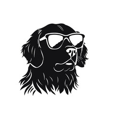 Golden Retriever - Vector black dog silhouette isolated