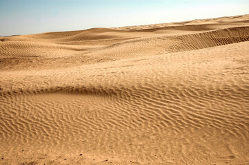Fototapeta premium Edge of Sahara desert in Douz oasis in Kebili Governorate, Tunisia