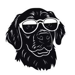 Golden Retriever - Vector black dog silhouette isolated