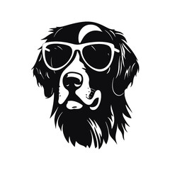 Golden Retriever - Vector black dog silhouette isolated