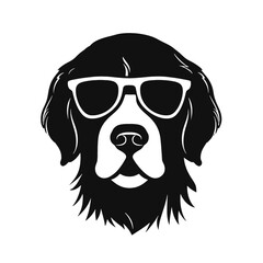 Golden Retriever - Vector black dog silhouette isolated