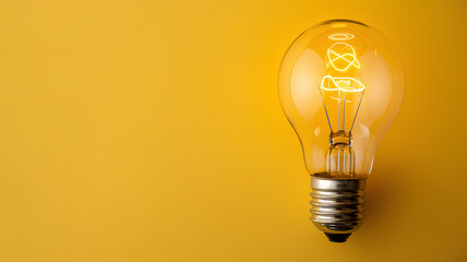 Incandescent Bulb on a Vibrant Yellow Background
. A classic incandescent light bulb stands out against a monochromatic yellow background, symbolizing ideas, creativity, and innovation.
