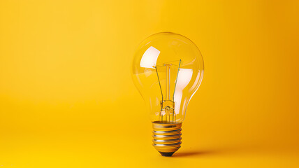 Incandescent Bulb on a Vibrant Yellow Background
. A classic incandescent light bulb stands out against a monochromatic yellow background, symbolizing ideas, creativity, and innovation.

