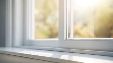Fototapeta premium Close up of sunlight shining through window sill. Perfect for home decor or interior design projects