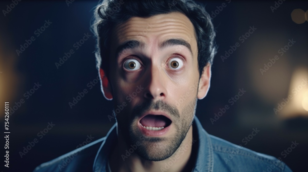 Aufkleber A man with a surprised expression on his face. Suitable for various concepts and projects