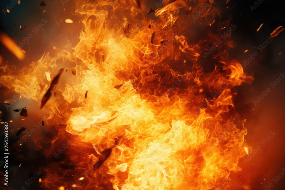 Poster a close up image of a fire on a black background. suitable for concepts related to warmth, energy, a