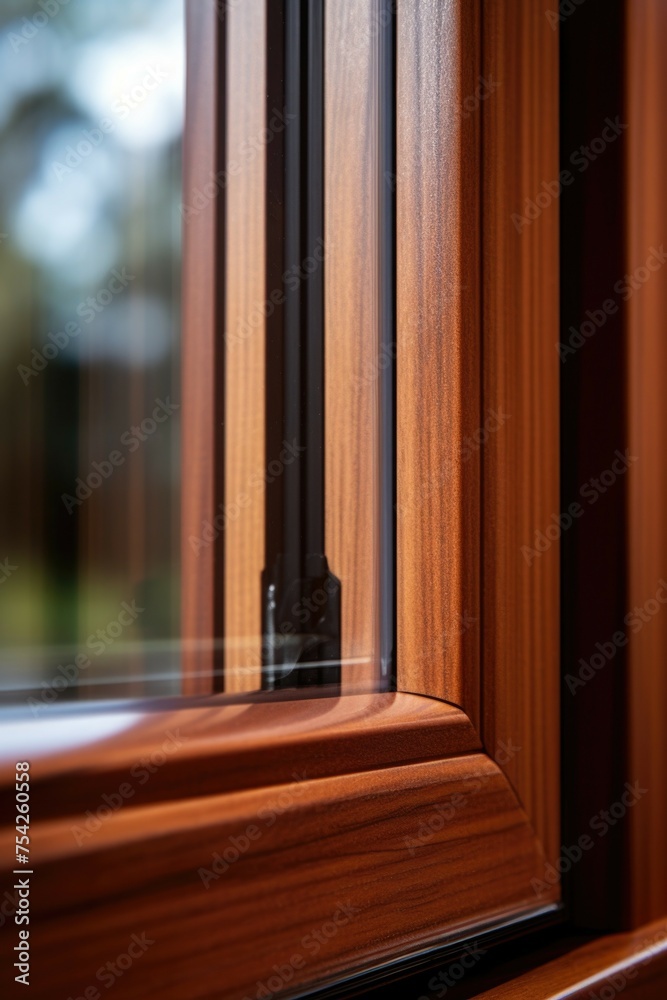 Poster a detailed view of a wooden window frame. ideal for architectural and interior design projects