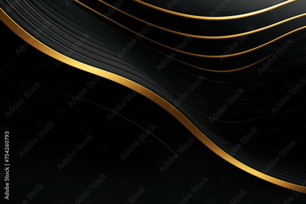 Poster abstract black and gold background with elegant curves. suitable for luxury design projects