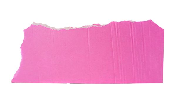pink torn paper, ripped cardboard, Isolated on a transparent background. PNG cutout or clipping path.	
