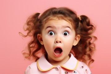 A little girl with a surprised expression on her face. Suitable for various uses