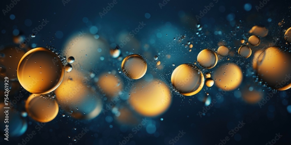 Poster bubbles floating on a blue surface, suitable for various designs