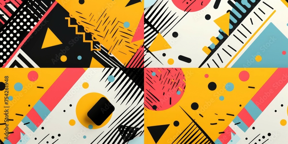 Poster Close-up of a wall with diverse patterns, suitable for backgrounds and textures
