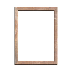 Obraz premium wooden frame with isolated white background. front view of classic wooden frame. for A4 image or text.