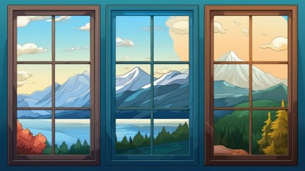 A window with a view of the mountains, perfect for travel websites or nature blogs