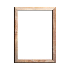 wooden frame with isolated white background. front view of classic wooden frame. for A4 image or text.