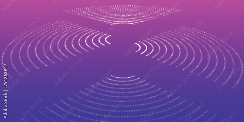 Wall mural futuristic torn sphere from a stream of particles. abstract background of radial halftone dots. 3d d