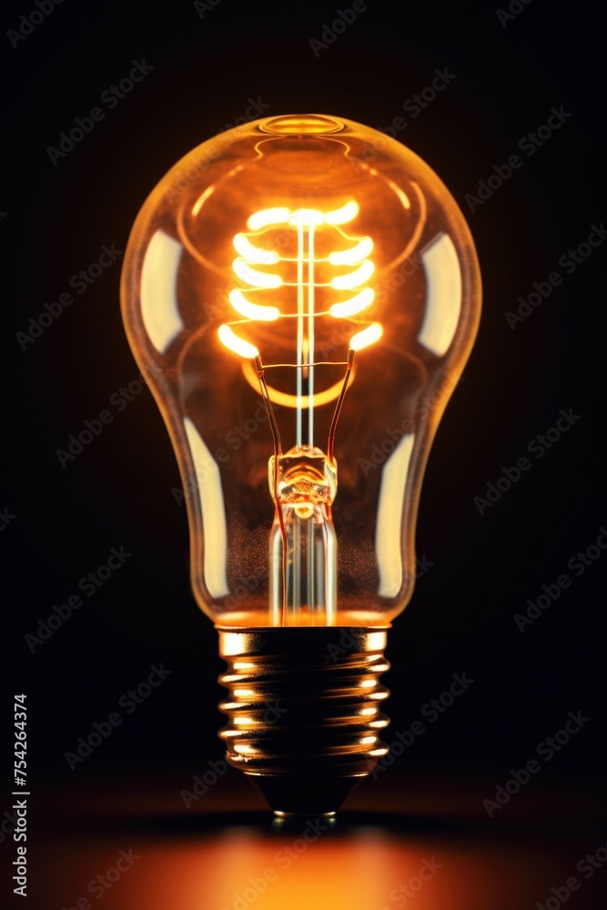 Poster a glowing light bulb shining in the dark, suitable for various concepts