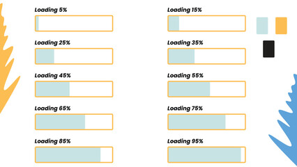 Colorful progress bar vector illustration, percentage loading on a white background. Trendy loading Bar for Web Interfaces. Template illustration and website design. 