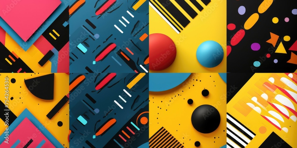 Aufkleber various colored shapes on a dark backdrop. ideal for graphic design projects