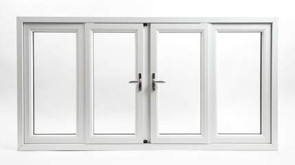 A white double door with a glass pane, suitable for various interior design projects