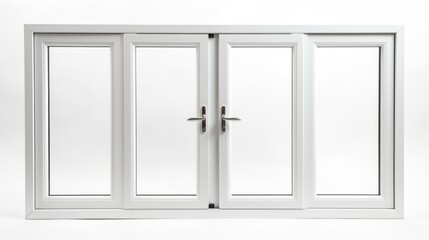 Obraz premium A white double door with a glass pane, suitable for various interior design projects