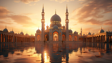 Exterior of a beautiful ornate muslim religious mosque - obrazy, fototapety, plakaty