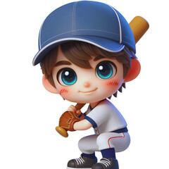 Cute boy baseball player illustration
