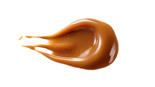 creme brown caramel liquid drop isolated against transparent background