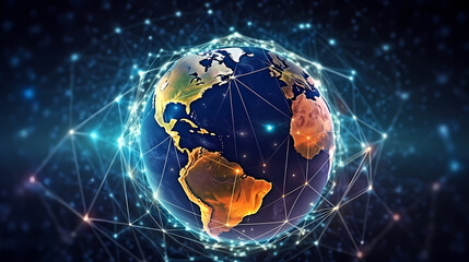 Global network connections background, world map, global business concept