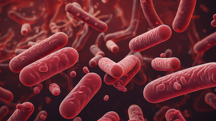 Medical background microscopic life, bacteria - obrazy, fototapety, plakaty