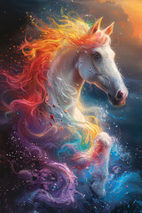 Obraz na płótnie Canvas Lovely unicorn graphic in a rainbow of colors.