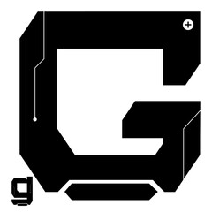 Alphabet G Vector in Future style,Cyber,Futuristic in Black Icon Bold Fonts