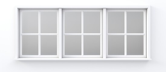 A modern white plastic window is positioned on top of a white wall. The simple yet sleek design adds a contemporary touch to the space.